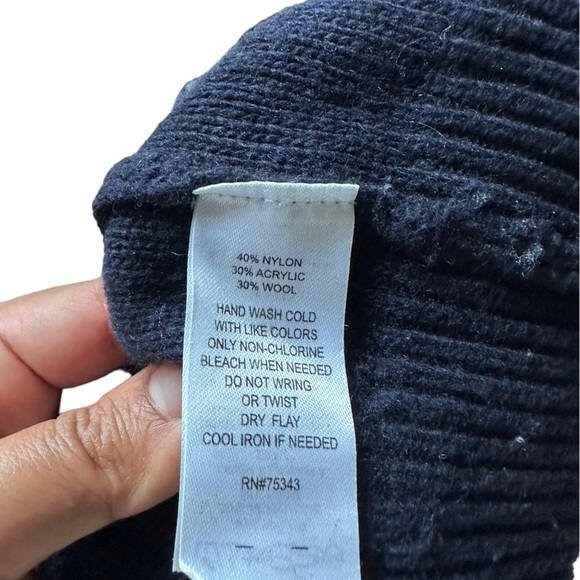 Anapo Womens Navy Blue Wool Blend‎ Knit Hoodie Long Sleeve Sweater Size M - Picture 7 of 11